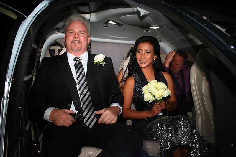 Las Vegas Strip Helicopter Wedding Couple